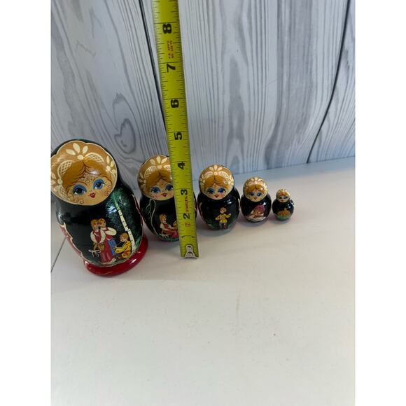 Vintage Russian Nesting Doll Traditional Babushka Handmade Set of 5 - Picture 4 of 5
